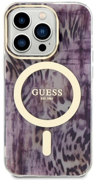 Панель Guess Leopard MagSafe для Apple iPhone 14 Pro Рожевий (3666339115692)