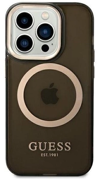 Etui plecki Guess Gold Outline Translucent MagSafe do Apple iPhone 14 Pro Black (3666339069605)