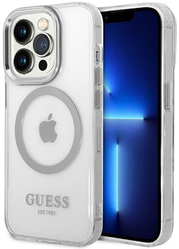 Панель Guess Metal Outline Magsafe для Apple iPhone 14 Pro Сріблястий (3666339069841)