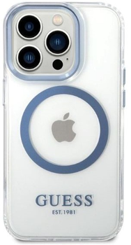Etui plecki Guess Metal Outline Magsafe do Apple iPhone 14 Pro Blue (3666339069803)