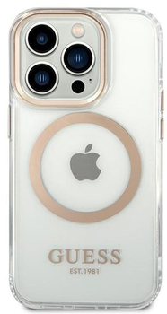 Панель Guess Metal Outline Magsafe для Apple iPhone 14 Pro Золотий (3666339069728)