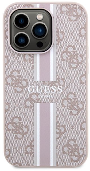 Панель Guess 4G Printed Stripes MagSafe для Apple iPhone 14 Pro Рожевий (3666339119898)
