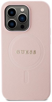 Etui plecki Guess Saffiano MagSafe do Apple iPhone 14 Pro Pink (3666339156169)