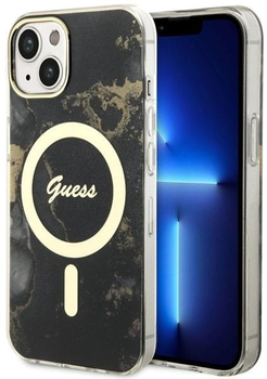 Панель Guess Golden Marble MagSafe для Apple iPhone 14 Plus Чорний (3666339115760)