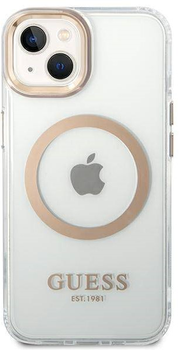 Панель Guess Metal Outline Magsafe для Apple iPhone 14 Plus Золотий (3666339069711)