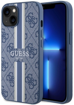 Etui plecki Guess 4G Printed Stripes MagSafe do Apple iPhone 14 Plus Blue (3666339119980)