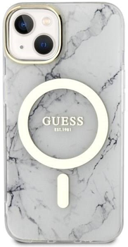 Панель Guess Marble MagSafe для Apple iPhone 14 Plus Білий (3666339127275)