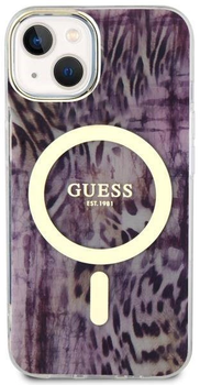 Панель Guess Leopard MagSafe для Apple iPhone 14 Рожевий (3666339115678)