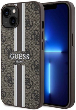 Панель Guess 4G Printed Stripes MagSafe для Apple iPhone 14 Коричневий (3666339119775)