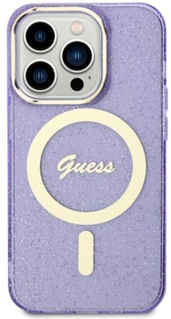 Панель Guess Glitter Gold MagSafe для Apple iPhone 14 Pro Max Фіолетовий (3666339125691)