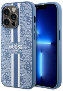 Панель Guess 4G Printed Stripes MagSafe для Apple iPhone 14 Pro Max Синій (3666339120009)