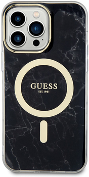 Панель Guess Marble MagSafe для Apple iPhone 14 Pro Max Чорний (3666339118310)