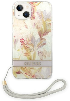 Панель Guess Flower Strap для Apple iPhone 14 Plus Фіолетовий (3666339093921)