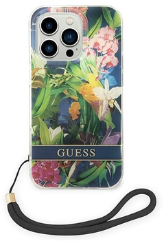 Панель Guess Flower Strap для Apple iPhone 14 Pro Max Синій (3666339093983)