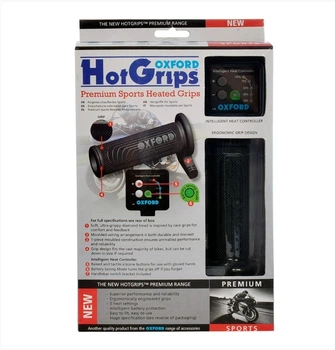 Ручки с подогревом Oxford OF692 HotGrips Premium Sports диаметром 22 мм и длинной 132/122&nbsp;мм (премиальные спортивные ручки)