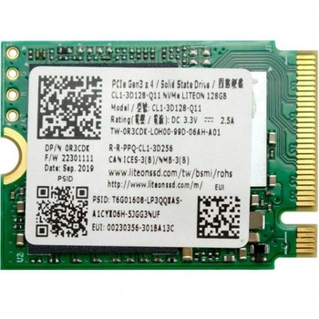 SSD накопитель Lite-On 128gb m.2 2230 PCIe 3.0 x4 tlc (cl1-3d128-q11)