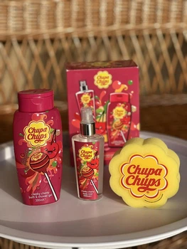 Подарочный набор Chupa Chups для душа (Гель, мист и мочалка) аромат вишня, 3 ед.