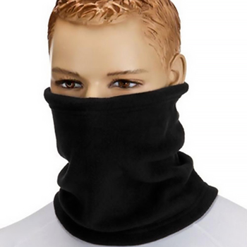 Зимний мужской теплый флисовый снуд бафф, флисовый шарф черного цвета, размер универсальный