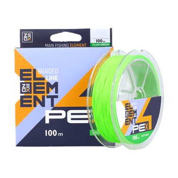 Шнур ZEOX Element PE X4 Fluo Green 100м #1.0