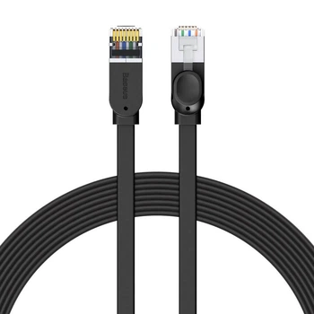 Гигабитный сетевой кабель 3м Baseus (PCWL-C01) высокоскоростной RJ45 (плоский кабель) — Black