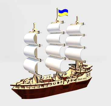 3D Пазл Механический Из Дерева Pazly "Парусный Корабль" 148 деталей