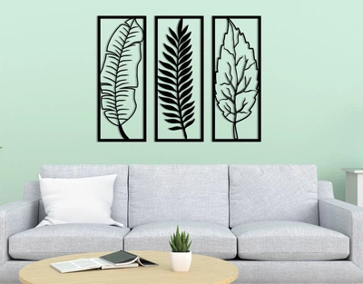 Декоративное панно на стену из дерева Upwood Decor Листья 2 Leaves 2 50 х 65 см black