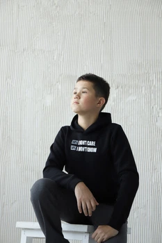 Худі дитячий теплий для хлопчика GBI Teens Чорний на зріст 158 (13771)