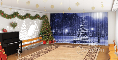 Новорічні Фото Штори в дитячий сад PHOTODECOR "Лава в зимовому парку"