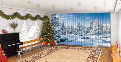 Новорічні Фото Штори в дитячий сад PHOTODECOR "Сніговий ліс"
