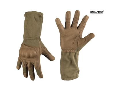 Перчатки военнополевые Mil-Tec Огнеупорные С защитой на косточки Удлиненные S Койот