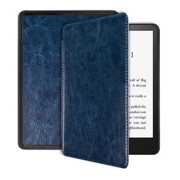 Чехол обложка для Amazon Kindle (M2L3EK) Paperwhite 5 11th Gen 6,8 дюймов Под кожу Автовключение Dark Blue