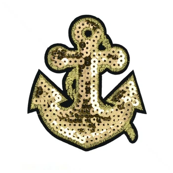 Термоаппликация с пайетками Якорь, 9,5х8 см, Золотистая, 1 шт (APL-033591) Polimex