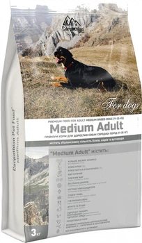 Сухий корм для дорослих собак середніх порід вагою 11-25 кг Carpathian Pet Food Medium Adult з куркою та палтусом атлантичним, 3 кг