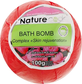 Бомба для ванн, розовая - Nature Code Skin Rejuvenation Bath Bomb 100g (861076-36519)