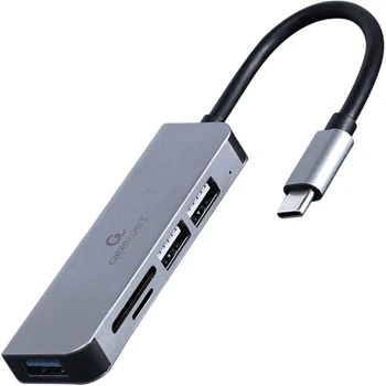 USB-Хаб Cablexpert UHB-CM-CRU3P1U2P2-01, з USB-C на USB + кардридер (UHB-CM-CRU3P1U2P2-01)
