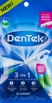 Межзубные очистители 3 в 1, с улучшенным фторидным покрытием - DenTek 3-in-1 16шт (617839-37493)