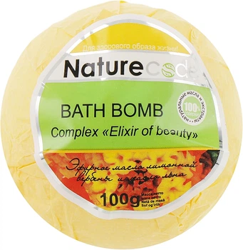 Бомба для ванн, жовта - Nature Code Elixir Of Beauty Bath Bomb 100g (861059-54602)