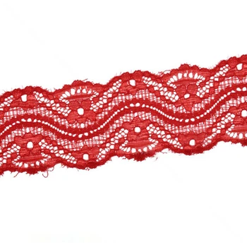 Кружево эластичное, 55 мм, Красное, 1 м (LEN-021047) Polimex