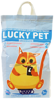 Наполнитель Lucky Pet бентонитовый с ароматом лаванды, средняя гранула (1,5 - 2,5 мм), 5 кг.