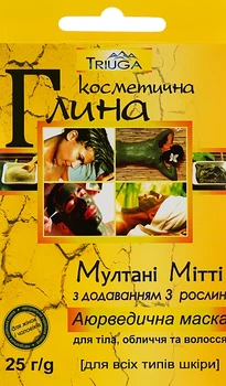 Глина "Мултані Мітті" аюрведична маска, з додаванням 3 рослин - Triuga Herbal 100g (263969-22960)
