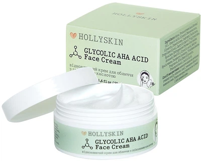 Крем для обличчя, що відновлює, з гліколевою кислотою - Hollyskin Glycolic AHA Acid Face Cream 50ml (1011532-33222)
