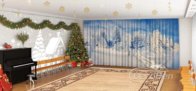 Новогодние Фото Шторы в детский сад PHOTODECOR "Снежная зима"