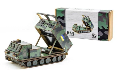 Деревянный 3D конструктор танк M270 от PuzzleOk 125 деталей