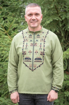 Чоловіча вишиванка V&V Захист XL Хакі (470119193-022)