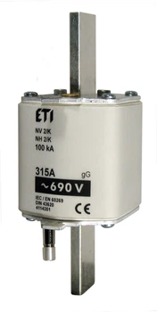 Запобіжник з бойком ETI NH-2/K gG 200A 690V KOMBI 120kA 4114346 ножовий універсальний