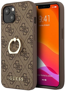 Etui plecki Guess with Ring Stand do Apple iPhone 13 mini Brown (3666339023959)
