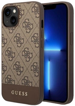 Панель Guess 4G Stripe Collection для Apple iPhone 14 Brown (3666339088507)