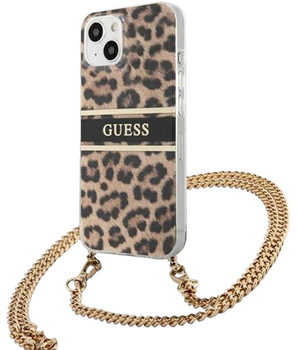 Etui plecki Guess Gold Strap do Apple iPhone 13 mini Leopard (3666339023232)