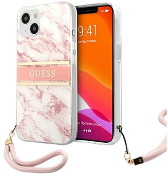 Панель Guess Marble Strap Collection для Apple iPhone 13 mini Pink (3666339023072)