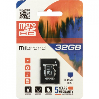 Карта памяти Mibrand 32GB microSDHC class 10 UHS-I (MICDHU1/32GB-A) (160249)